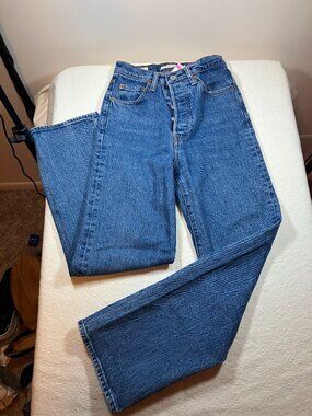 Womens "Big E" Levi's Premium 501 Ribcage Straight Denim Jeans W25 L27